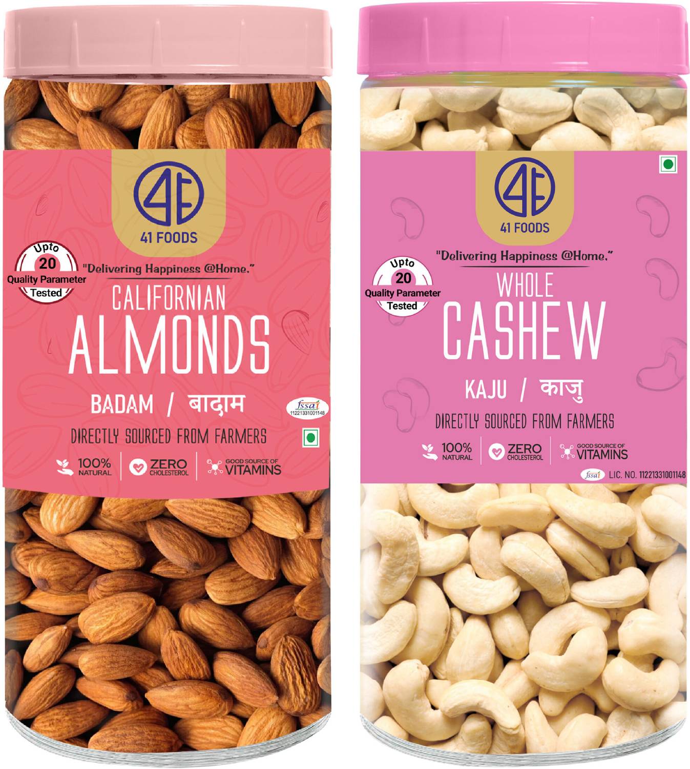 41 foods Dry fruits combo pack of Cashews Almonds | badam Kaju (150x2) 300 GM Almonds, Cashews