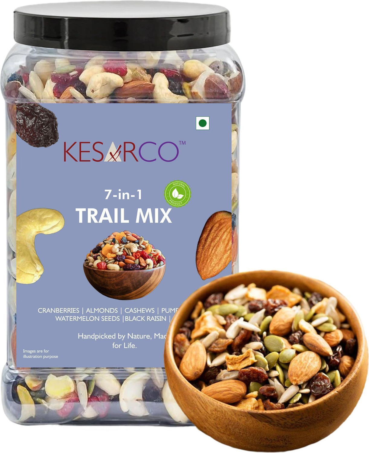 Image of KESARCO 7-in-one Trail mix | Dry Fruits and Seeds Mix | Healthy Snack | Rich in Protein Assorted Seeds & Nuts