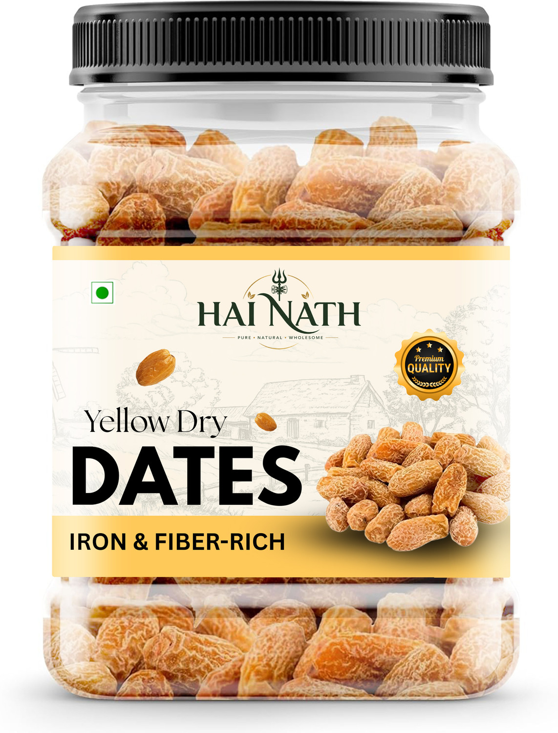Image of HAI NATH Premium Yellow Dry Dates | Pili kharak | Dry Chuara | (1 x 500 g) Dry Dates