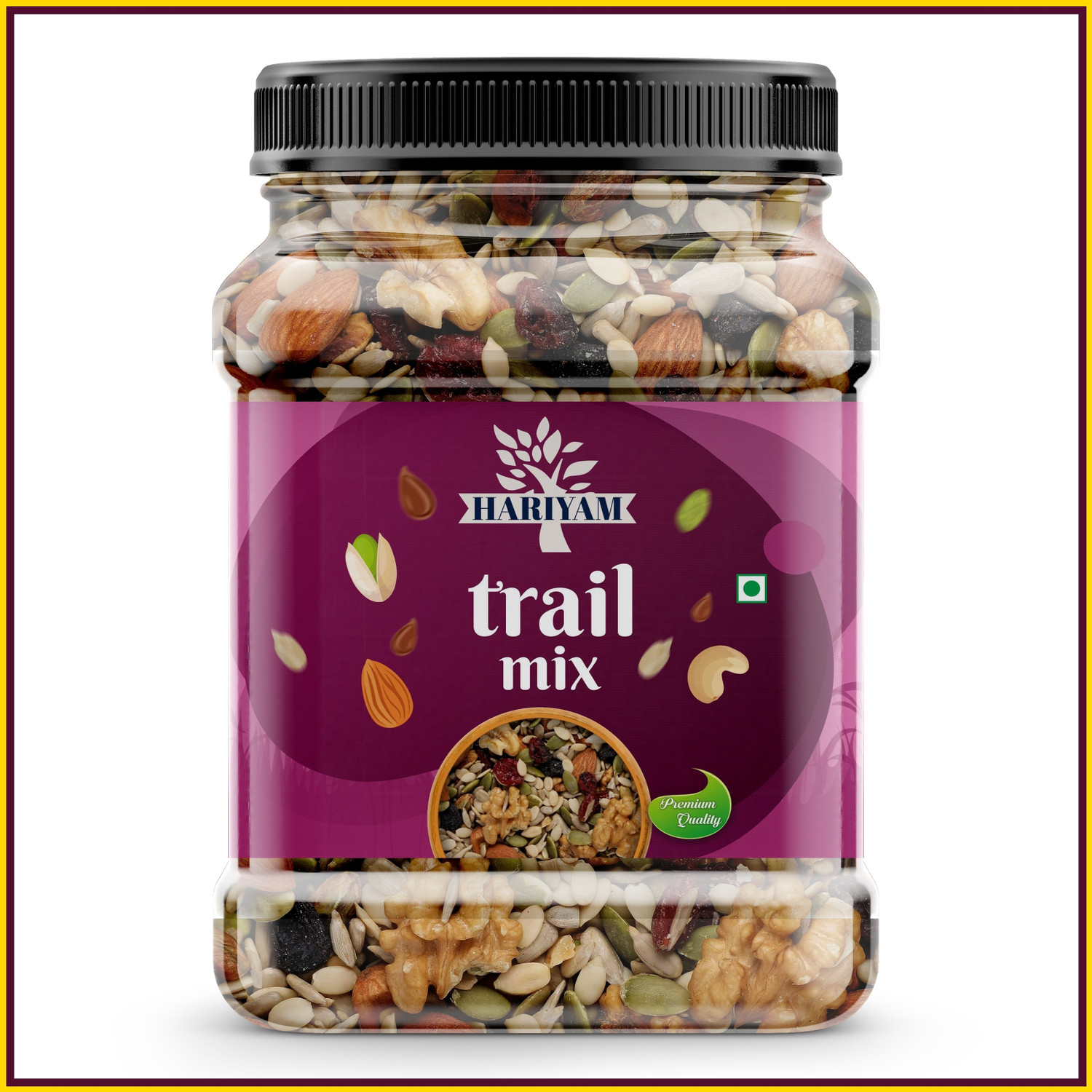 Image of HARIYAM Trail Mix | Mixture Of Dry Fruits JAR{Almond,Cashews,Seeds And Many More} Assorted Seeds & Nuts
