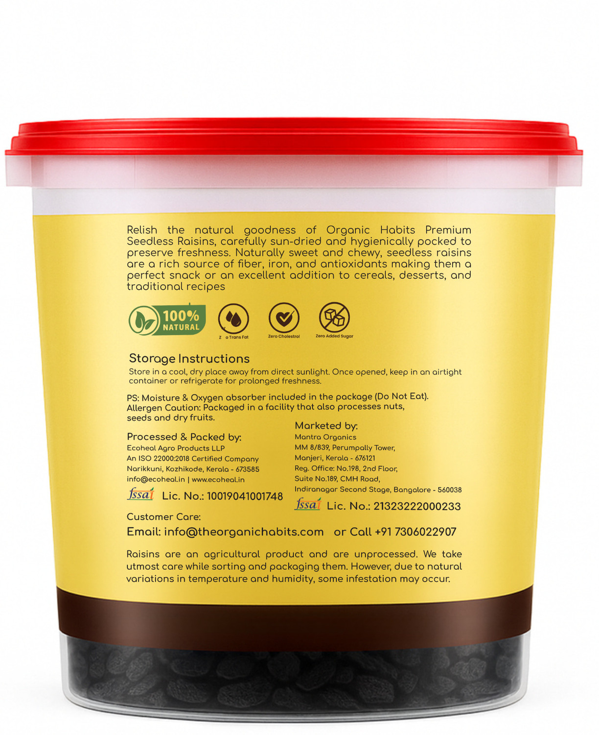Image of ORGANIC HABITS Premium Seedless Black Raisins 300g | Kishmish | No Added Sugar, Sun-Dried Raisins