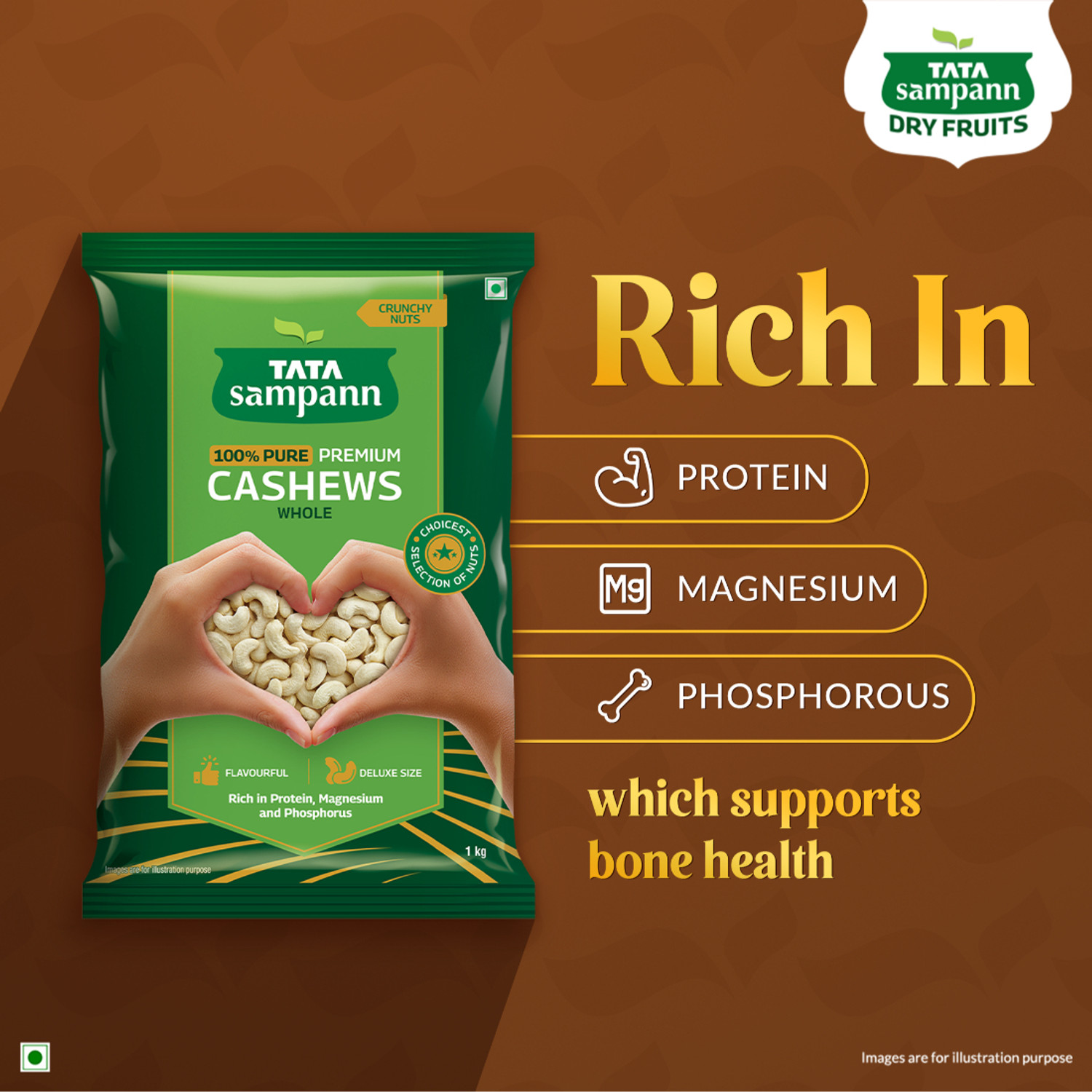 Image of Tata Sampann Premium Quality Kaju, 100% Pure Cashews