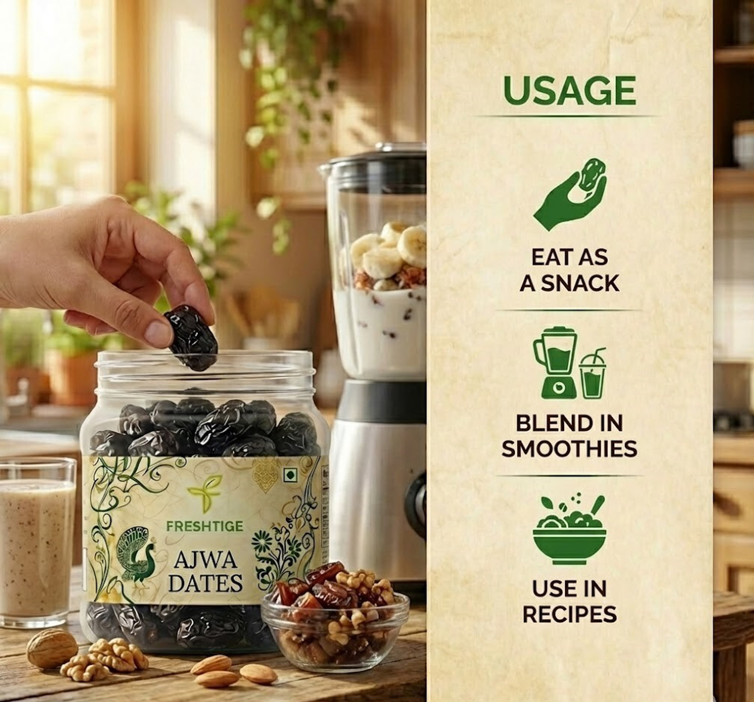 Image of Freshtige Premium Quality Ajwaaaa Dates | jumbo size dates | khajuuuur | rich in nutrients Dates