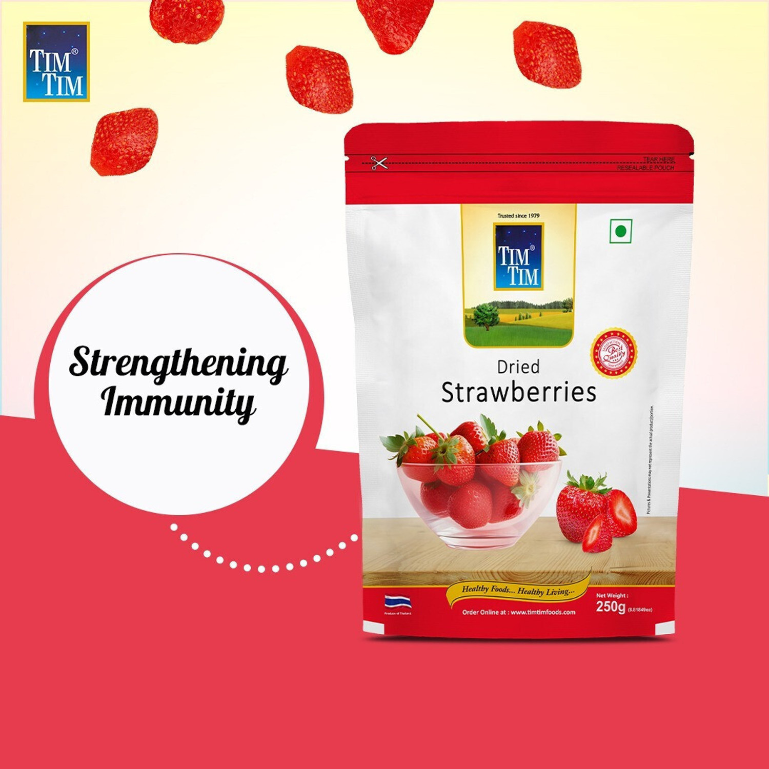Image of Tim Tim Premium Dried Strawberry 250gm | 100% Natural Strawberries Dry Fruit A Strawberries