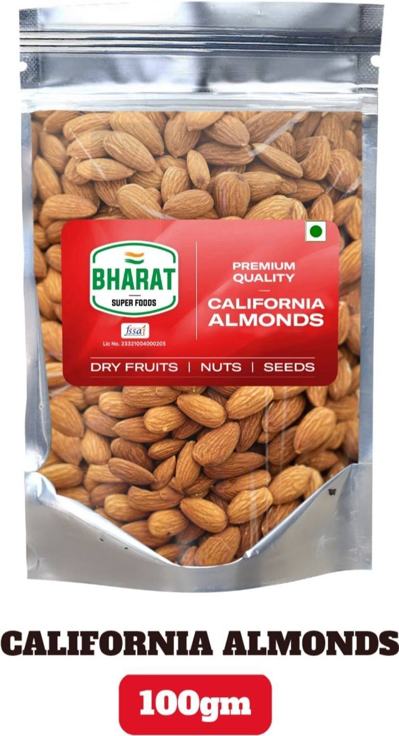 Bharat Super Foods California Almonds – Premium Quality - 100% Natural Badam – 100gm Almonds