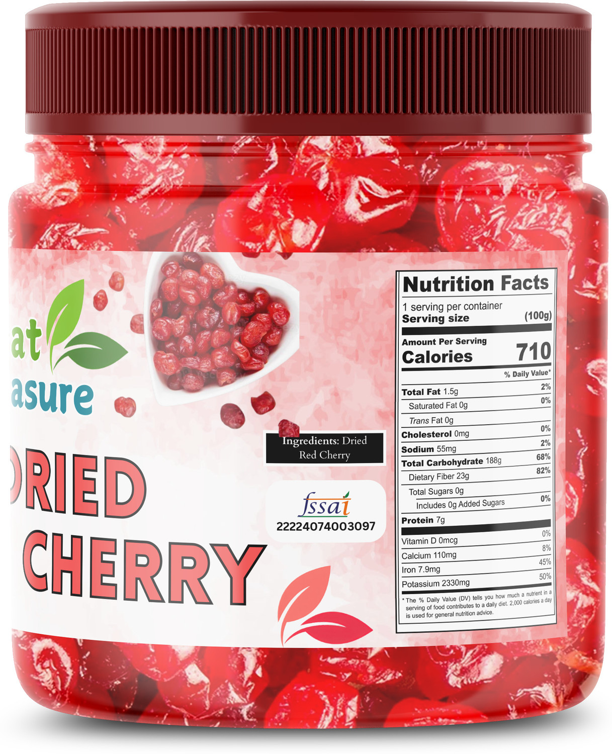 Image of TREAT TREASURE Dried Cherries | Sweet & Tart | Nutrient-Rich | Healthy Snack Cherries