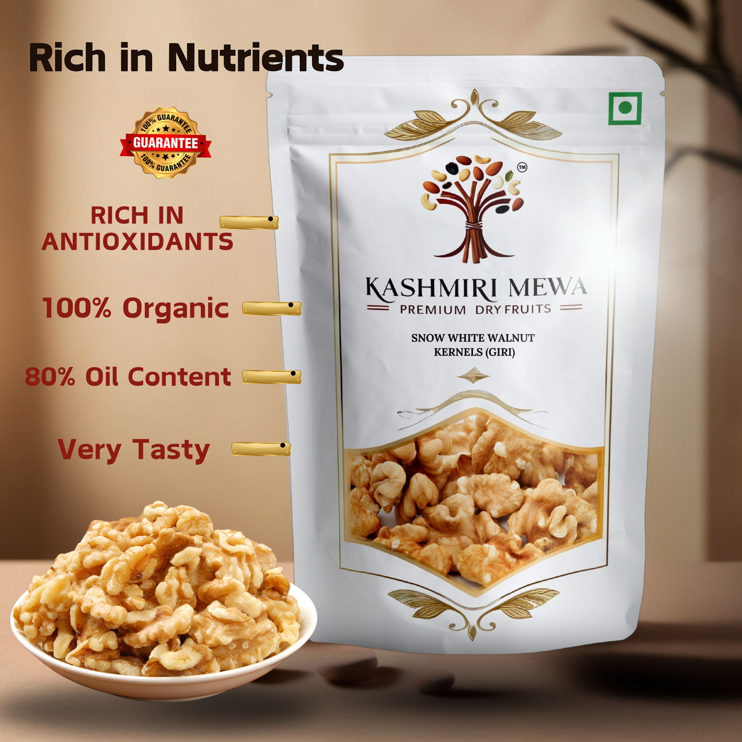 Image of Kashmiri Mewa Premium Walnut Kernels (Akharot Giri) - 75% Oil Content Walnuts