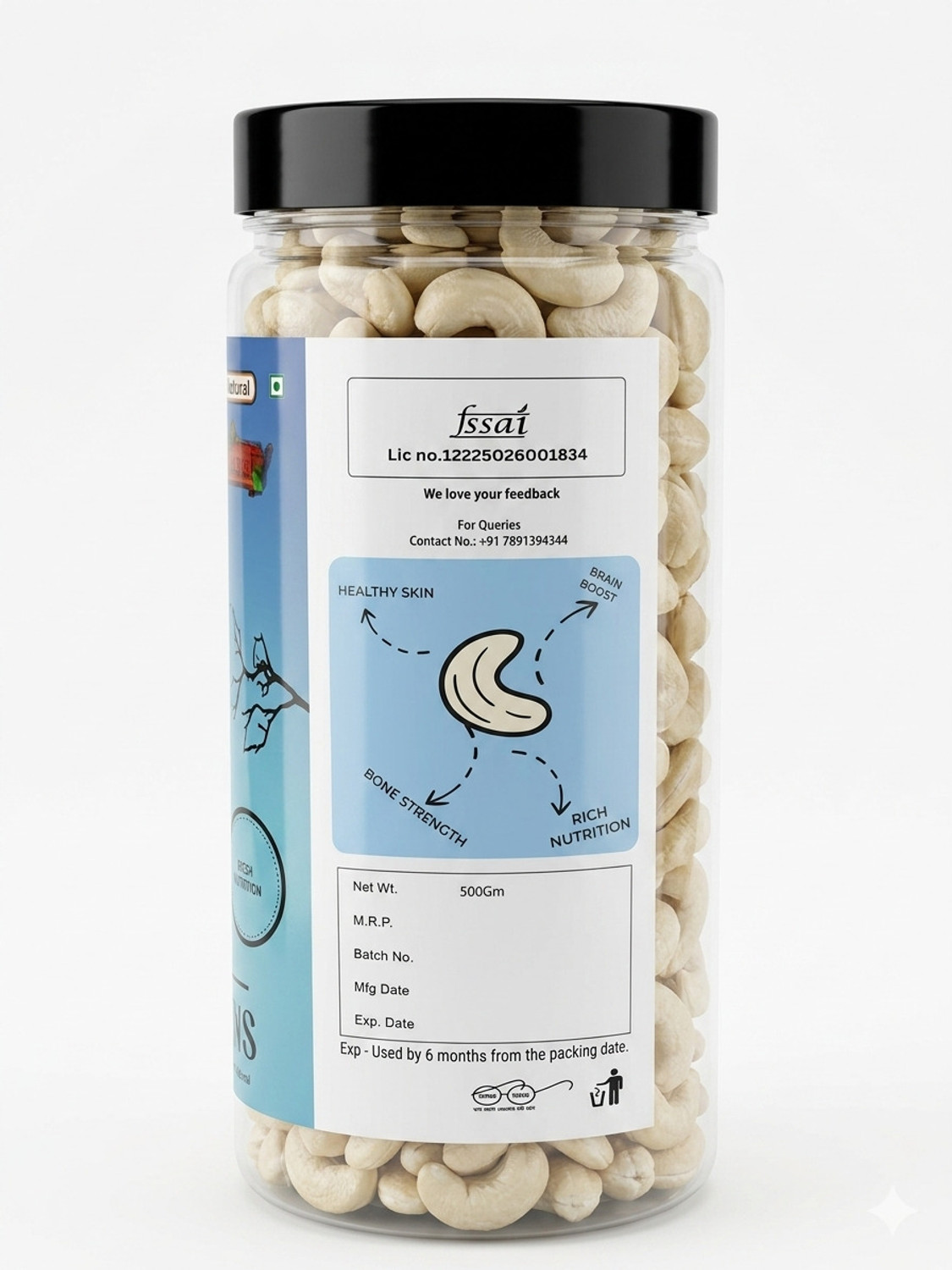Image of TAVI Premium Whole Cashews 500g | Crunchy Kaju | Handpicked Plain Cashew Nuts | Cashews