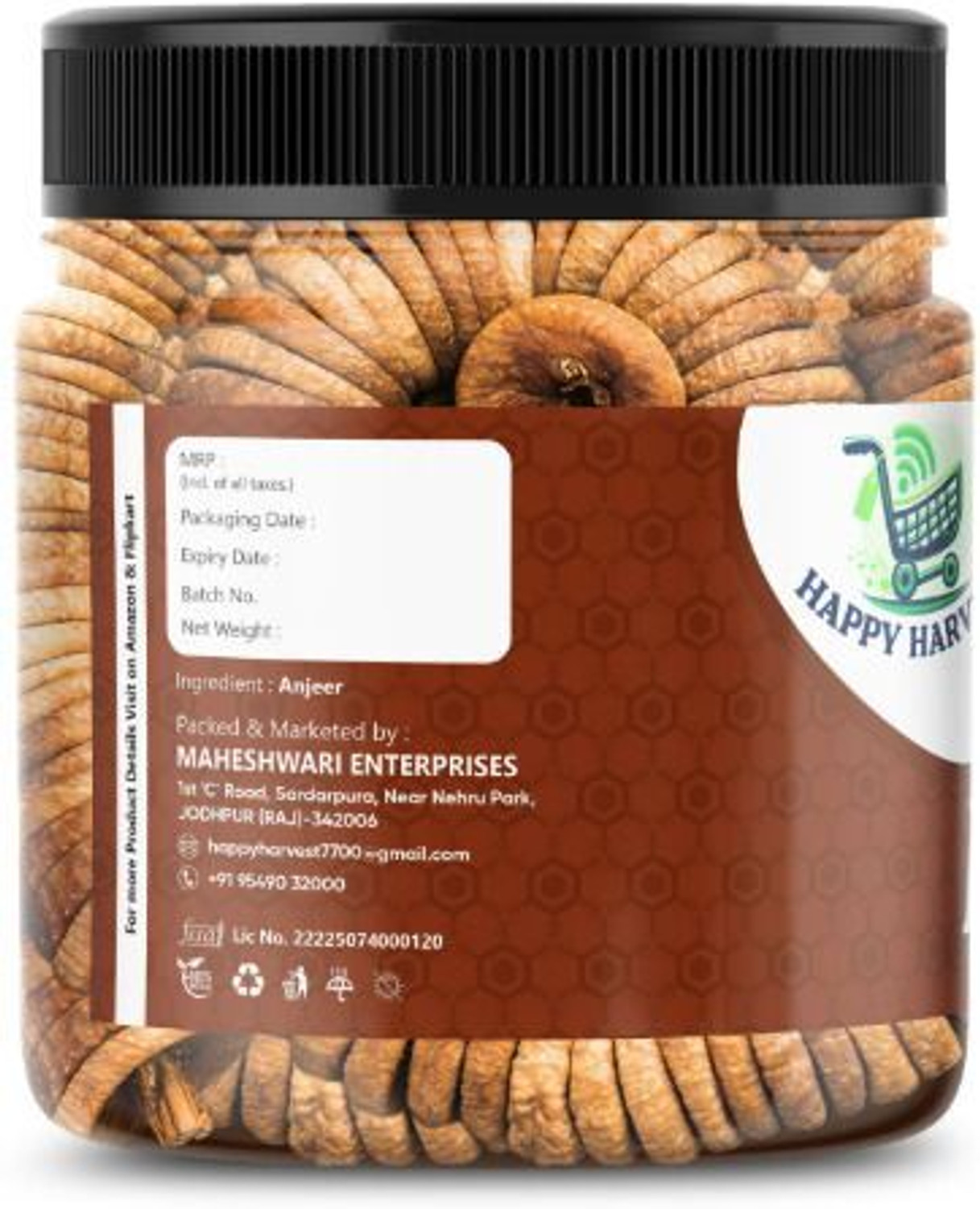 Image of Happy Harvest Afghani Anjeer | Rich in Fiber & Nutrients | Perfect for Snacking | Dried Figs