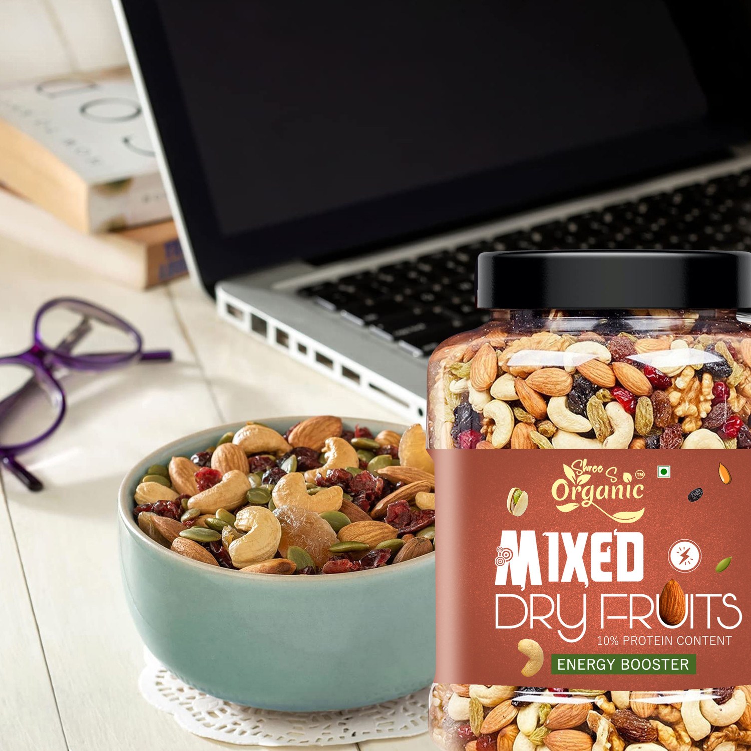 Image of SHREE S ORGANIC Mix Dry Fruits 500g | Healthy Snack, Rich in Protein, Fiber & Antioxidants