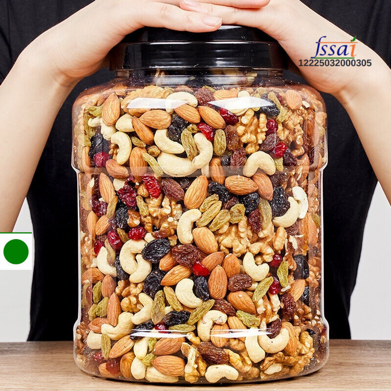 Image of YUGNUTS Mix Dry Fruit { panchmeva 1kg Jar ] } Almonds, Apricots, Cashews, Raisins, Assorted Fruits & Nuts