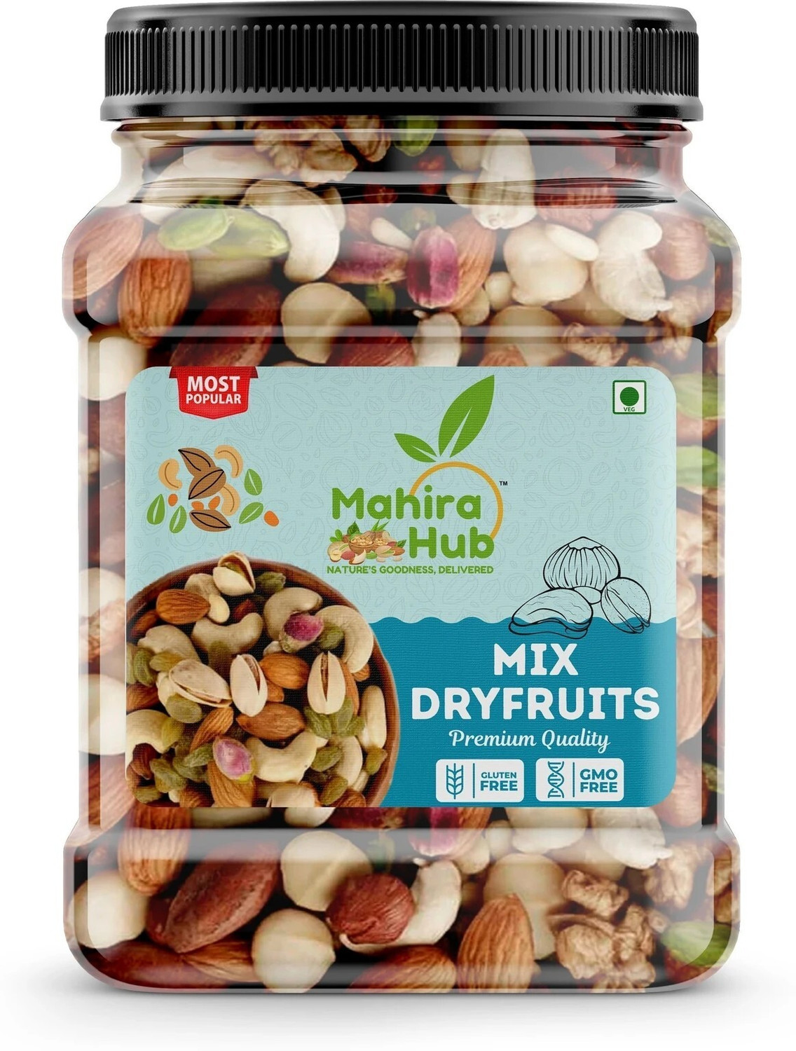 Image of Mahira Hub Premium Mixed Dry Fruits Almonds, Apricots, Cashews, Dates, Pistachios, Raisins, Walnuts (1 x 1 kg)