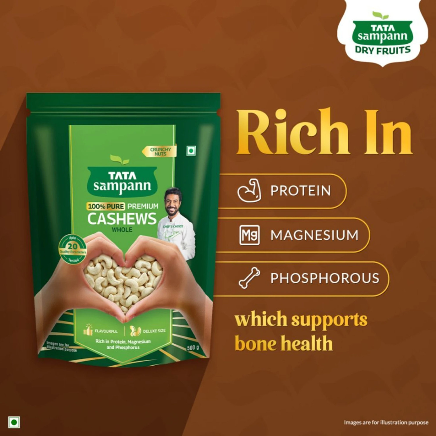 Image of Tata Sampann Premium Quality Kaju 500g | 100% Pure Cashews