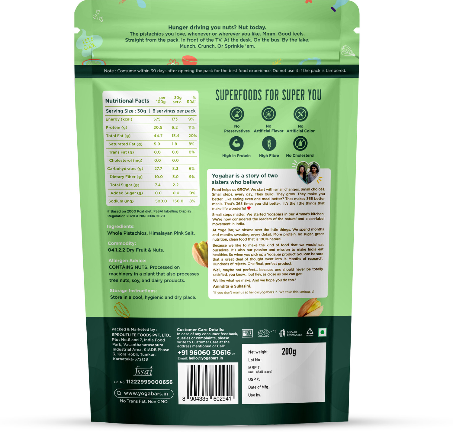 Image of Yogabar Roasted And Salted Premium Quality Pistachios