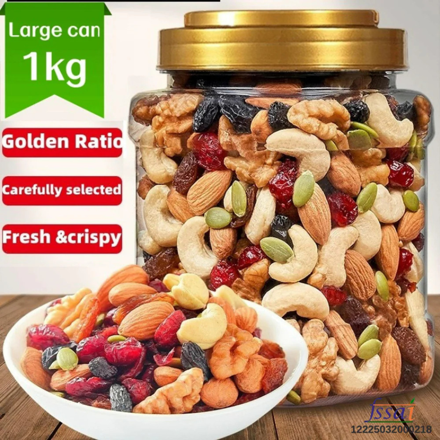Image of SHIVAAY Fresh Mix 1kg trial nut mix almonds , cashews , raisins ,seeds etc Almonds, Cashews, Dates, Apricots, Assorted Seeds & Nuts, Raisins