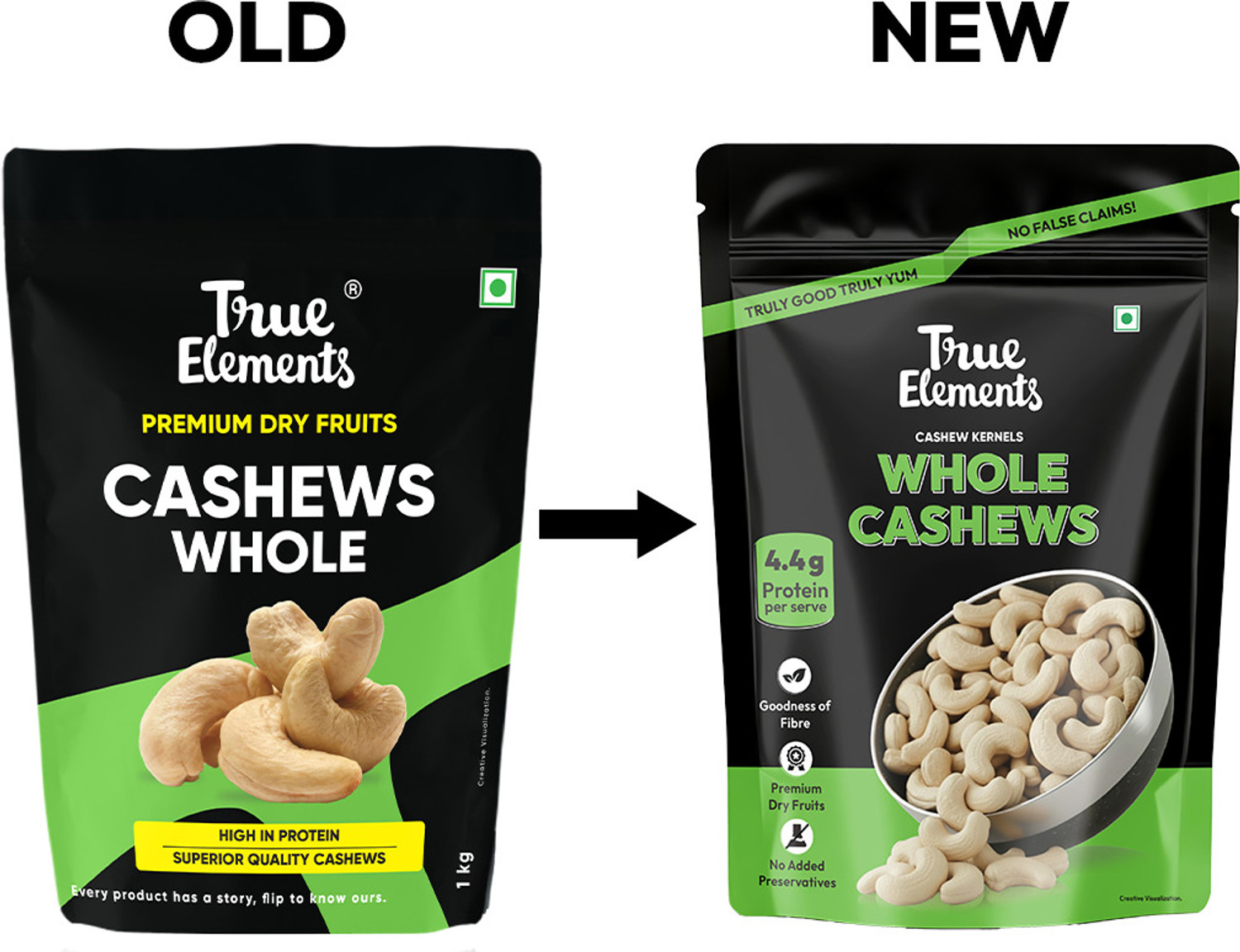 Image of True Elements Goan Cashews, Premium Dryfruits Kaju Cashews (1 x 1000 g)