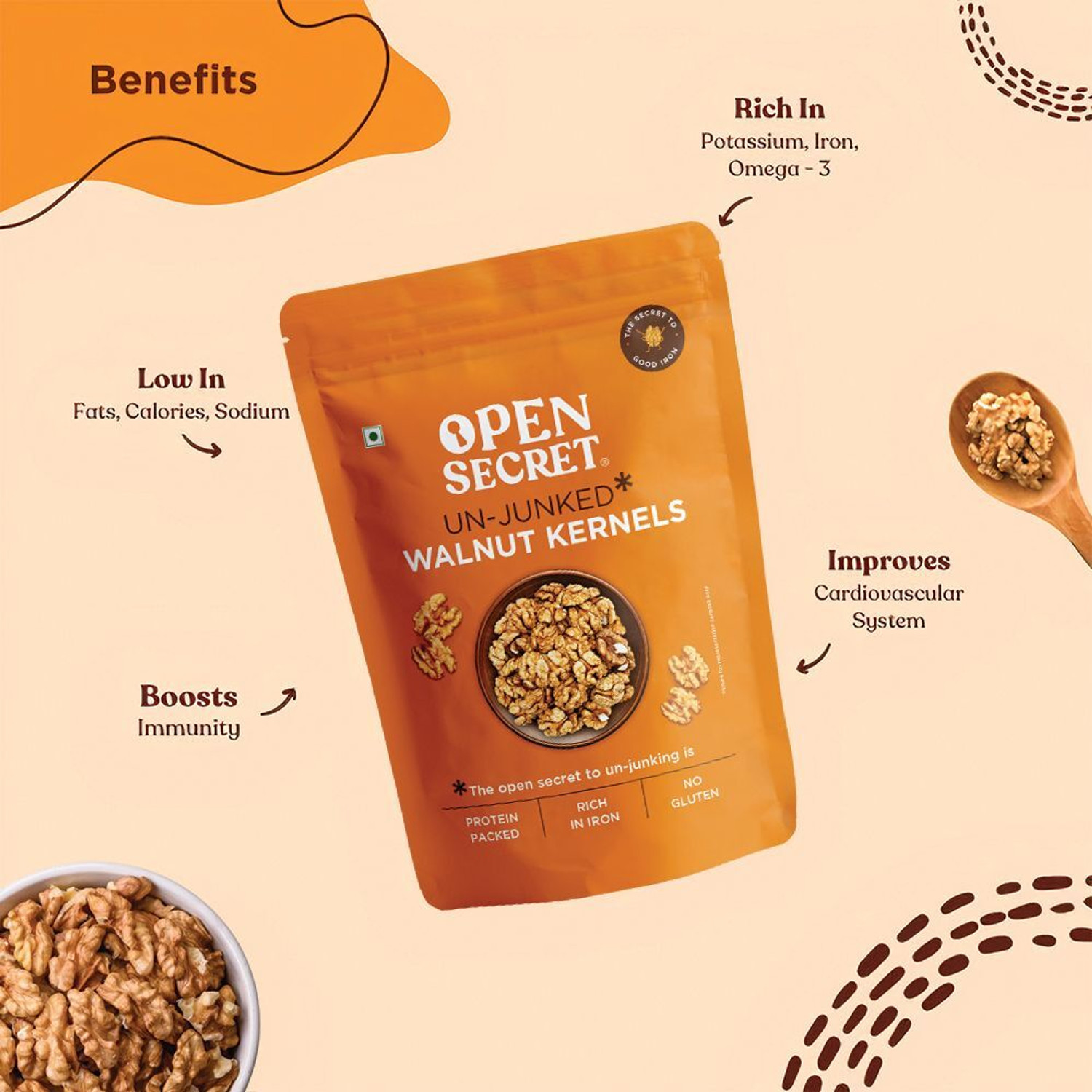 Image of OPEN SECRET Premium Dry Fruits Combo � Badam Almonds, Kaju Cashews, Akhrot Walnuts Assorted Nuts