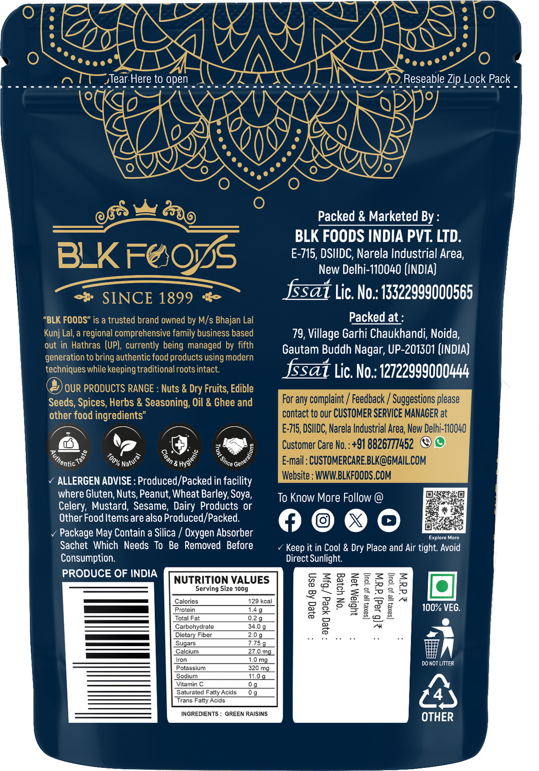 Image of BLK FOODS 1.5 Kg Daily Kishmish Raisins