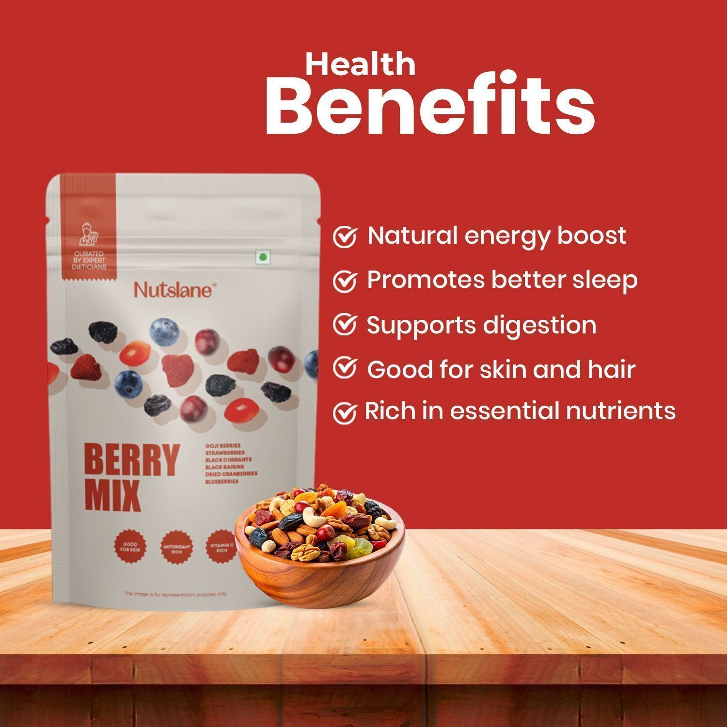 Image of Nutslane Premium Berry Mix ,Rich In Protein Dried Berries - Pack of 2