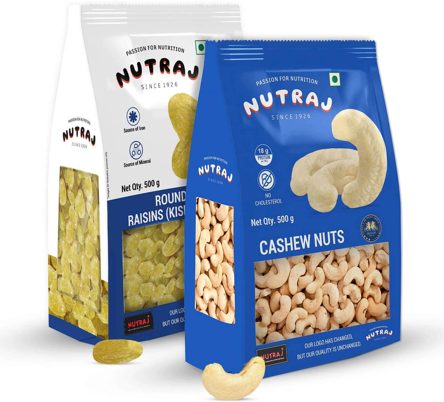 Nutraj Combo of Cashews & Raisins 500g Each - Image 1