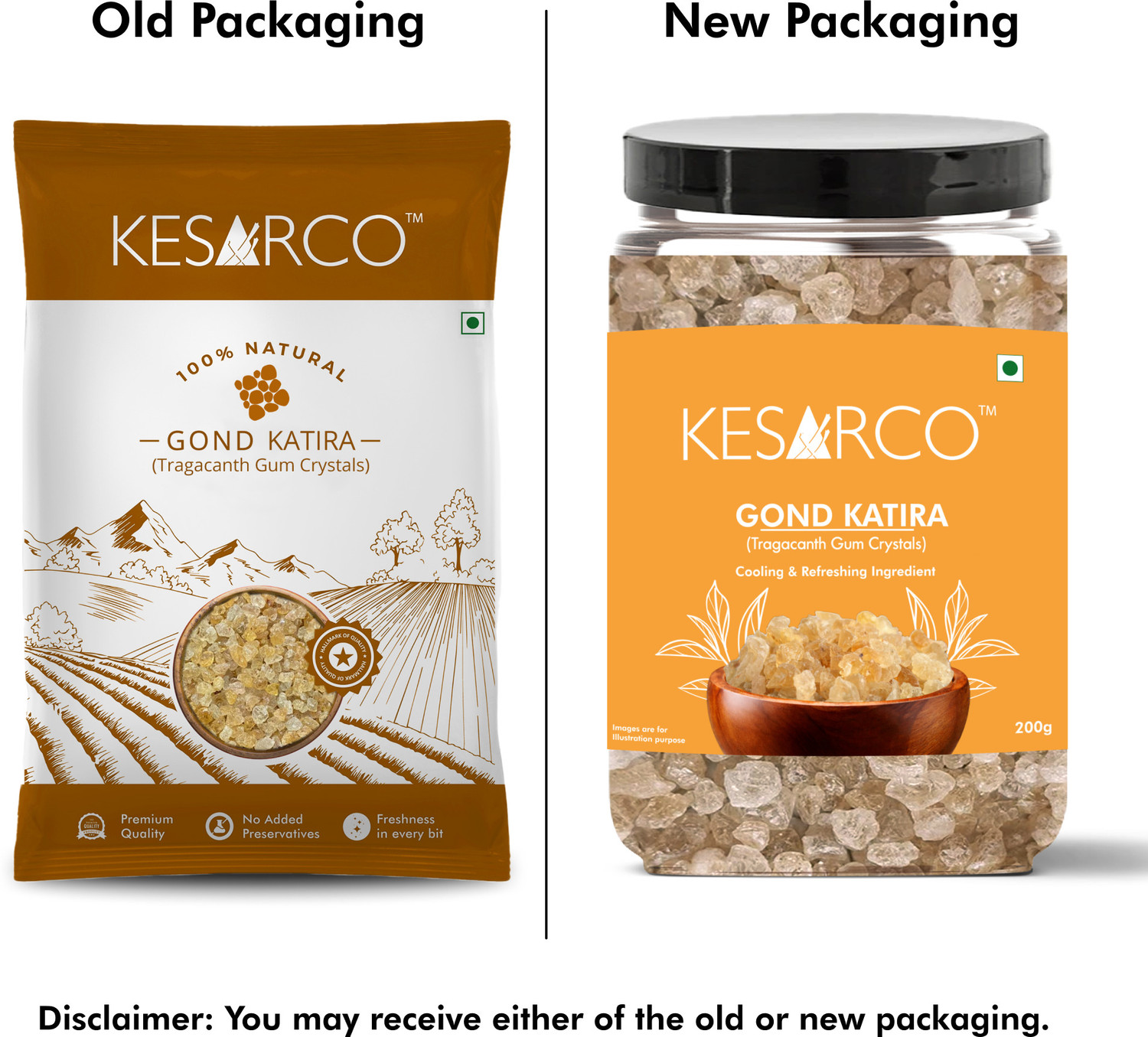 Image of KESARCO Gond Katira Pure (Edible) | Tragacanth Gum | High Cooling Properties | Superfood Dried Gum