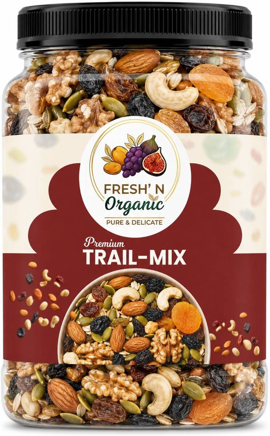 Image of Fresh N Organic Dry fruits mix & Trail Mix Amla, Apricots, Assorted Seeds & Nuts, Dates, Dry Dates, Gooseberry, Kiwi, Orange, Papaya, Raisins