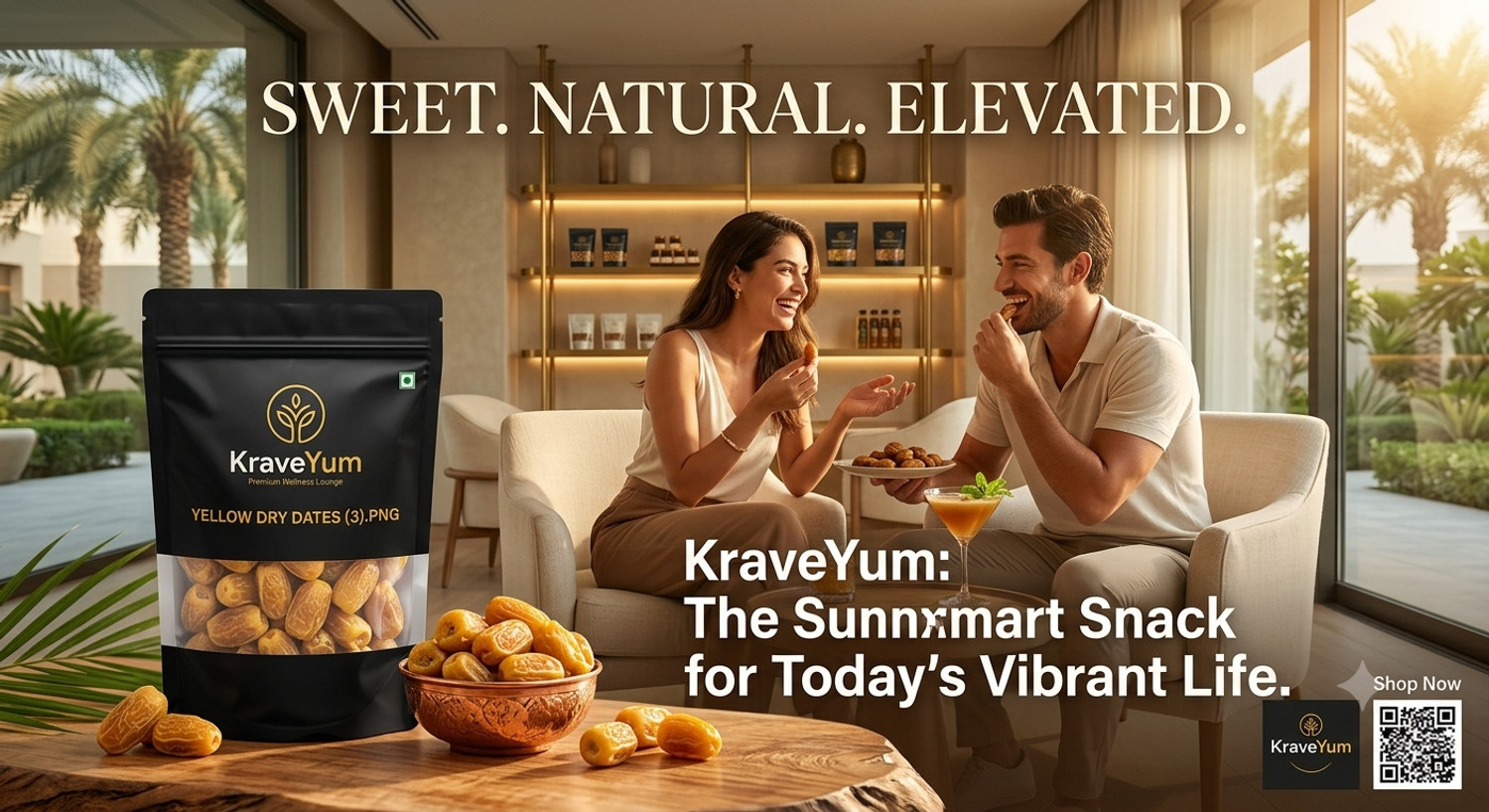 Image of KraveYum Yellow Dry Dates | Golden Dry Dates | Sukha Khajoor | Premium Dry Dates