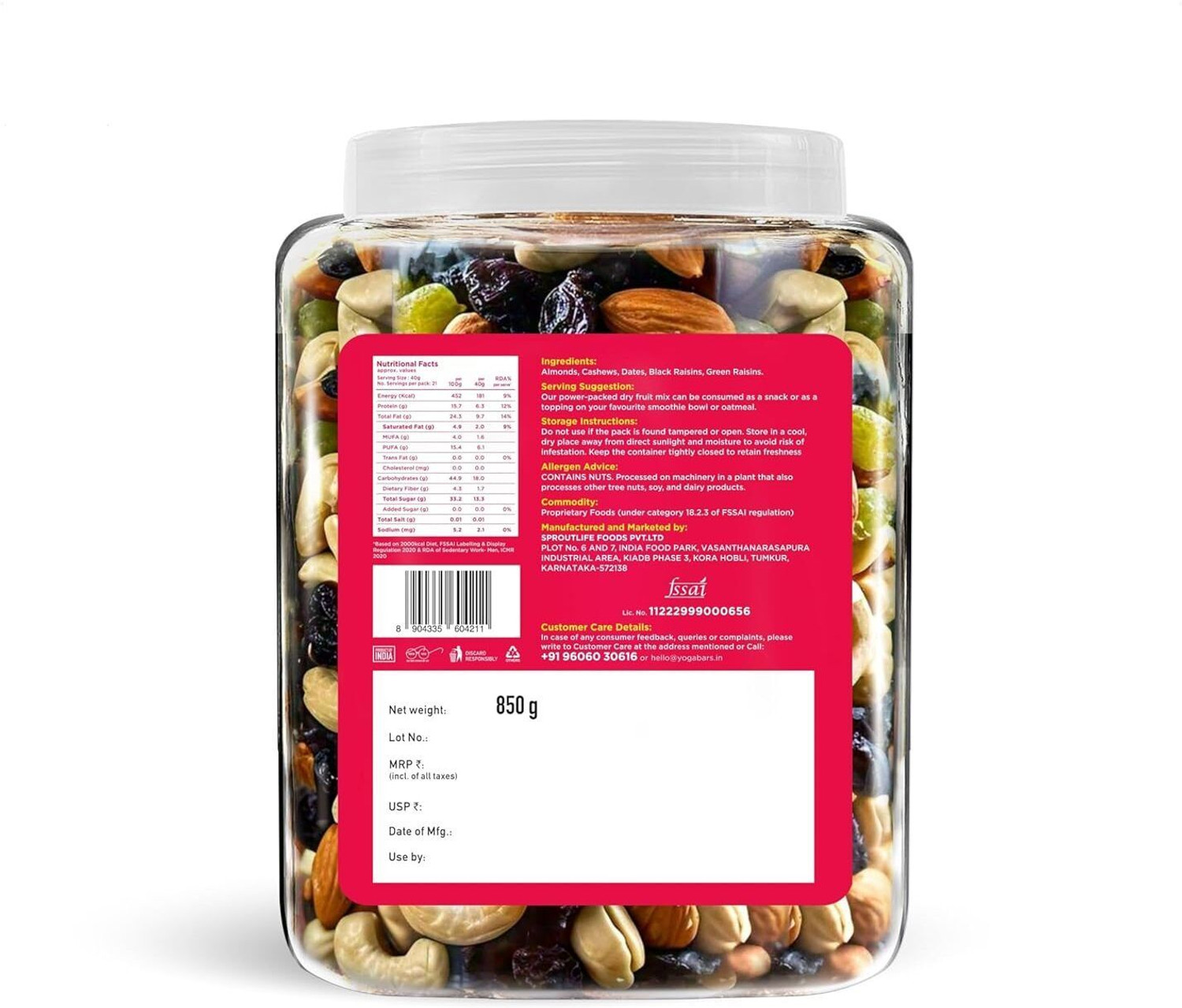 Image of Yogabar Health Mix, Premium Dry Fruit Mix, Panchmeva, Seeds Mix Assorted Seeds & Nuts