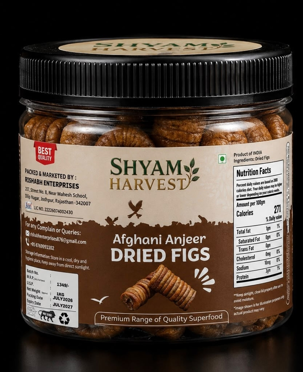Image of SHYAM HARVEST AFGANI ANJEER PACK OF 1000GM I TASTY AND HEALTHY DRIED Figs