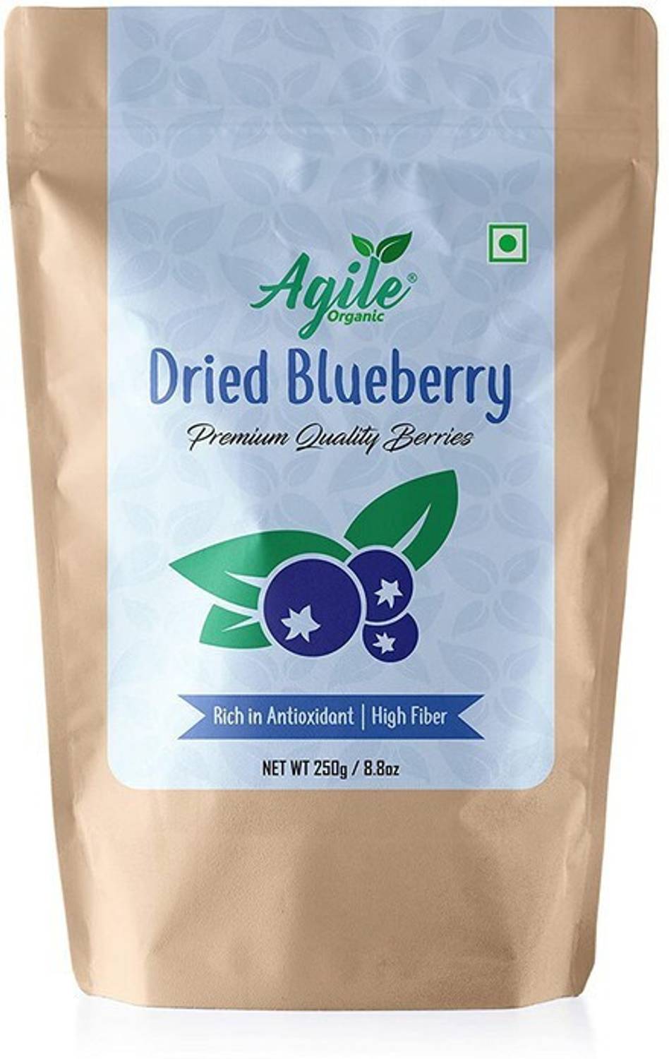 Agile Organic Whole Dried Blueberries 250g | Immunity Building | Naturally Dehydrated | Antioxidant & Vitamin Rich Blueberry