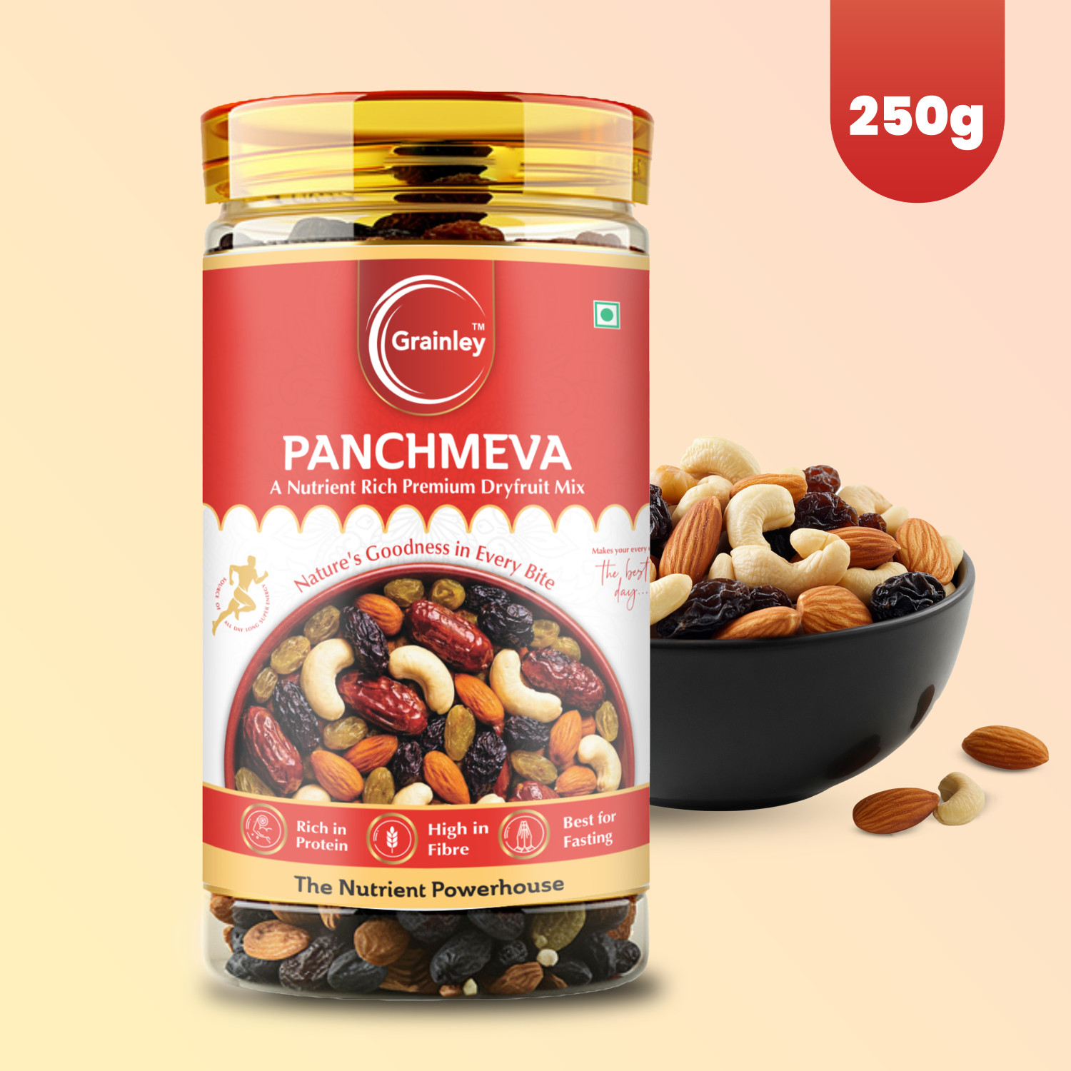 Image of Grainley Panchmeva Dry Fruits Mix Fit for Fasting Mixed Nuts (1 x 250 g)