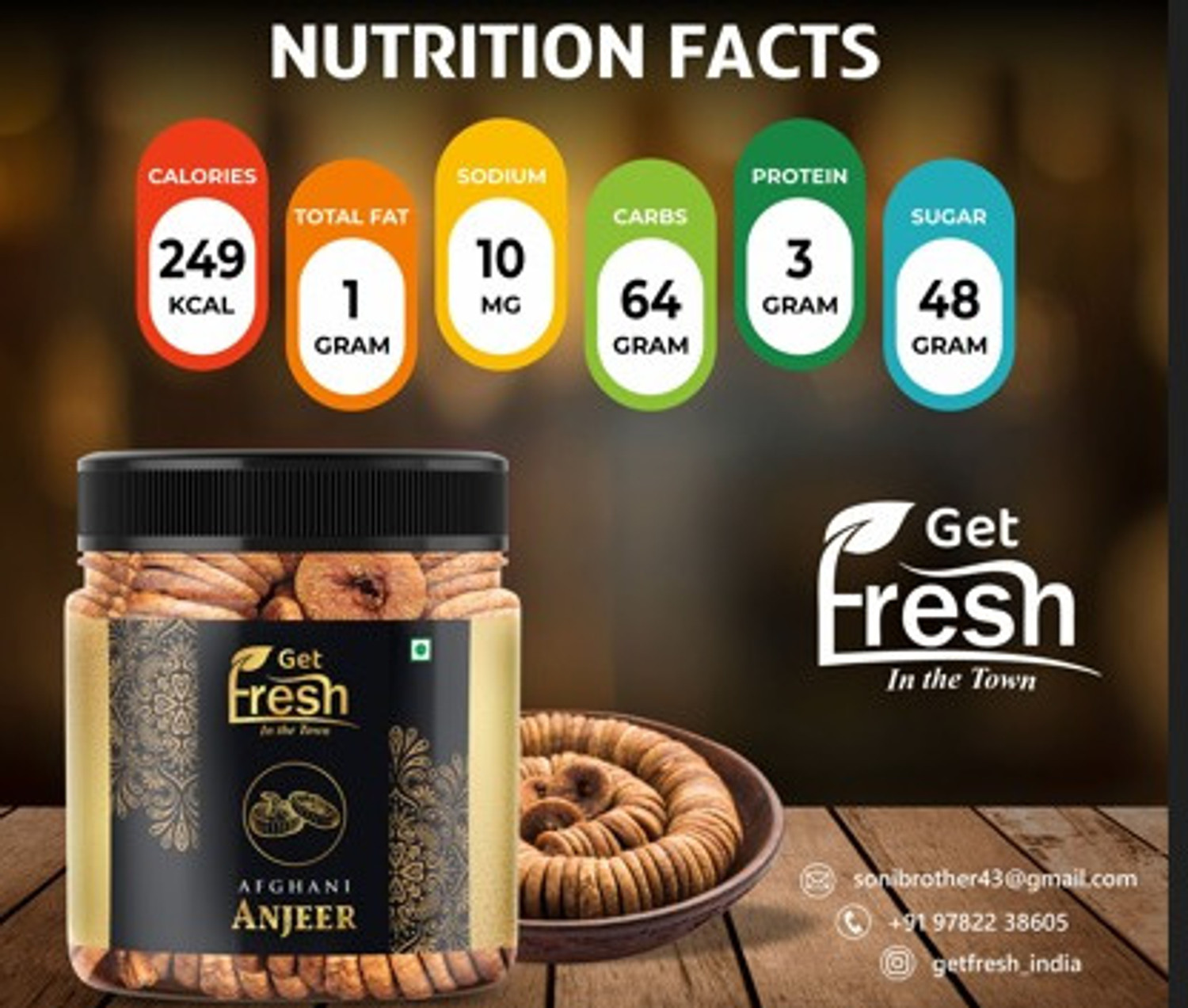 Image of Get Fresh Afghani Anjeer 1kg | Soft Juicy Dried Figs | Healthy Snack Figs