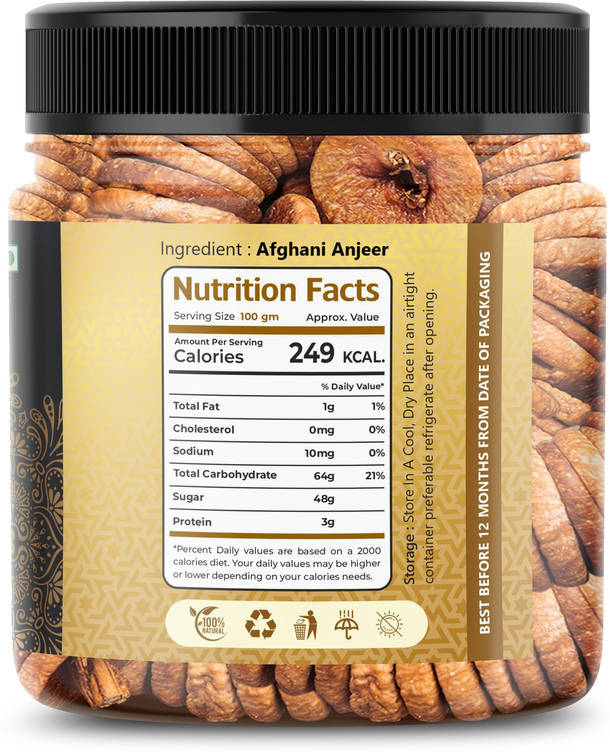 Image of Get Fresh Premium Anjeer Dry Fruits | Dried Figs Combo of (2*250 gm) Jar Packing Figs