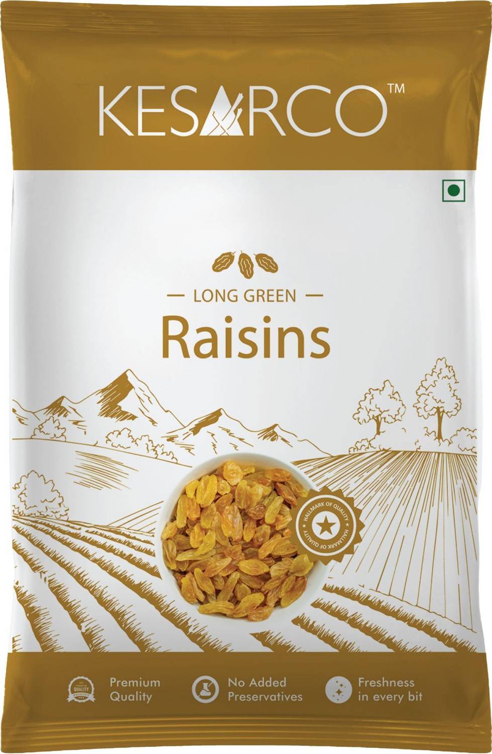 KESARCO Premium Seedless Green Raisins, Kishmish, Nutritious, Rich in Iron - 1 kg Raisins