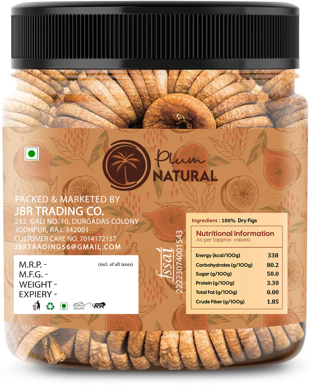 Image of Plum Natural Afghani Anjeer Figs (Dried Figs) Dry Fruits for Body Mass Loss, Immunity Figs (1 x 250 g)