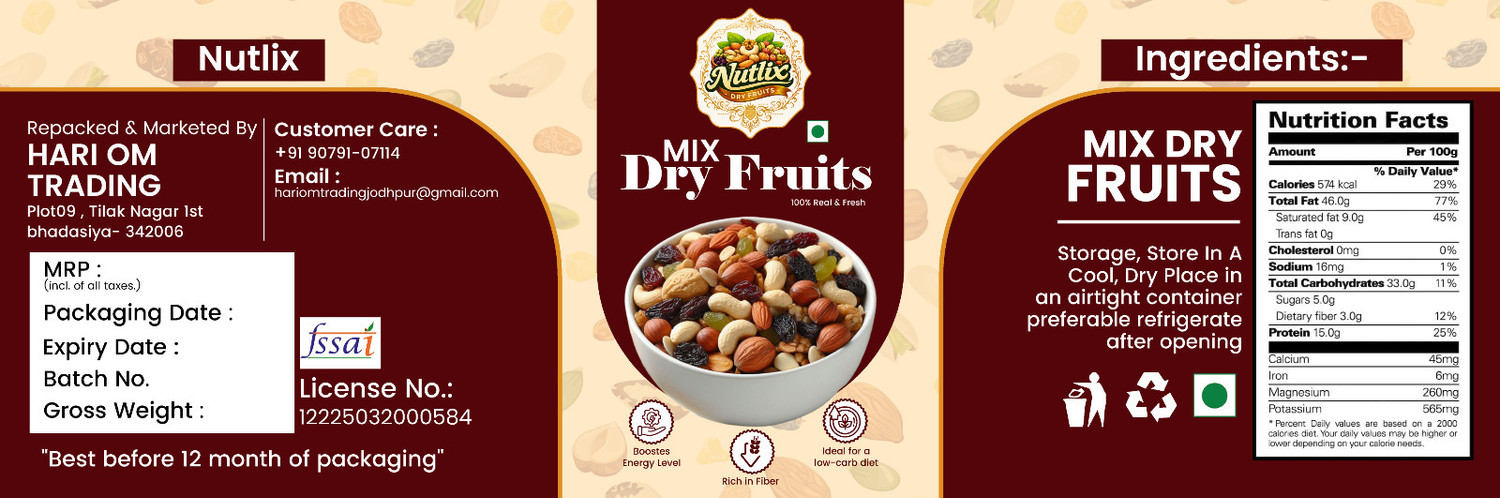 Image of Nutlix Mix dryfruits Nutmix Bc Panchmeva Dryfruits 500gm (1 x 500 g)