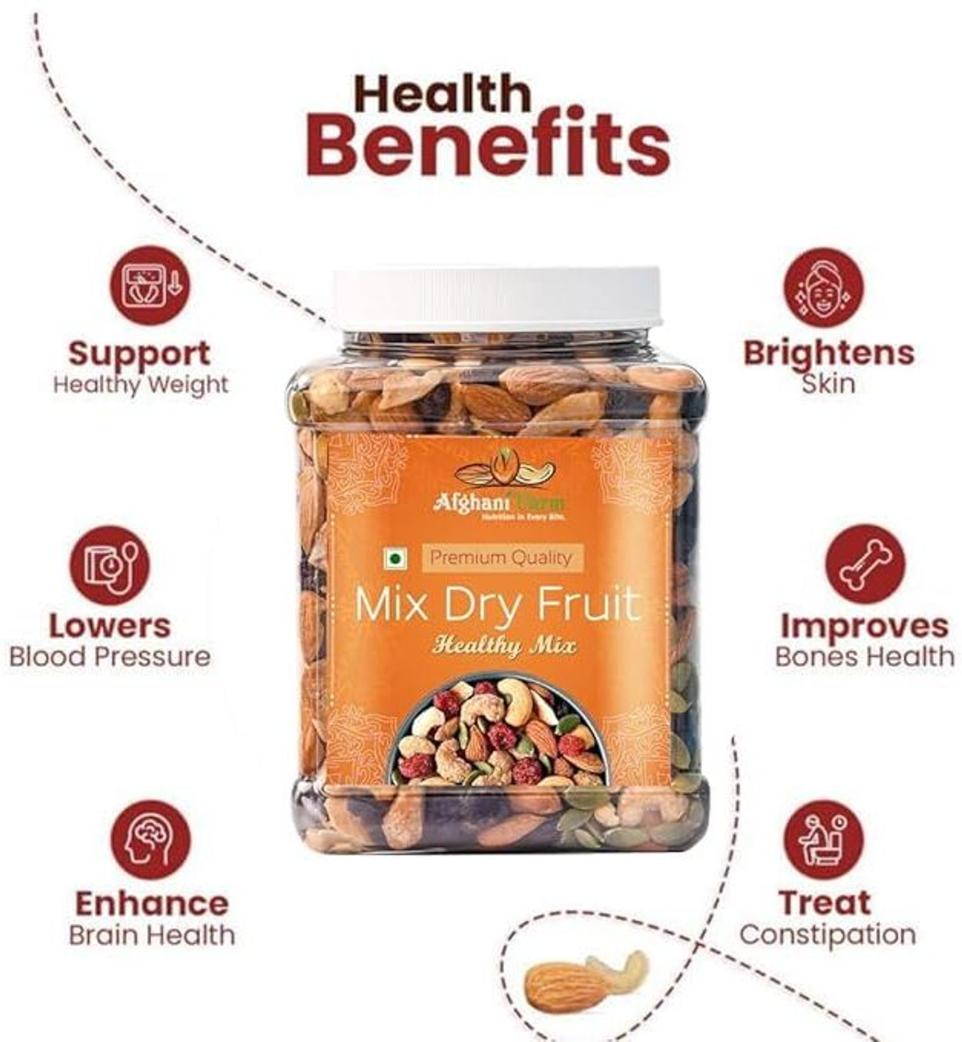 Image of AFGHANI FARM All-Natural Dry Fruit Mix - Perfect On-The-Go Snack Almonds, Apricots, Cashews, Figs, Pistachios, Raisins, Dates, Apricots