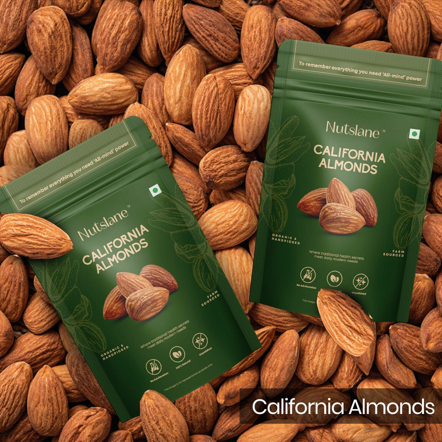 Image of Nutslane Premium California Almonds, Badam Dry fruits Almonds (1 x 100 g)