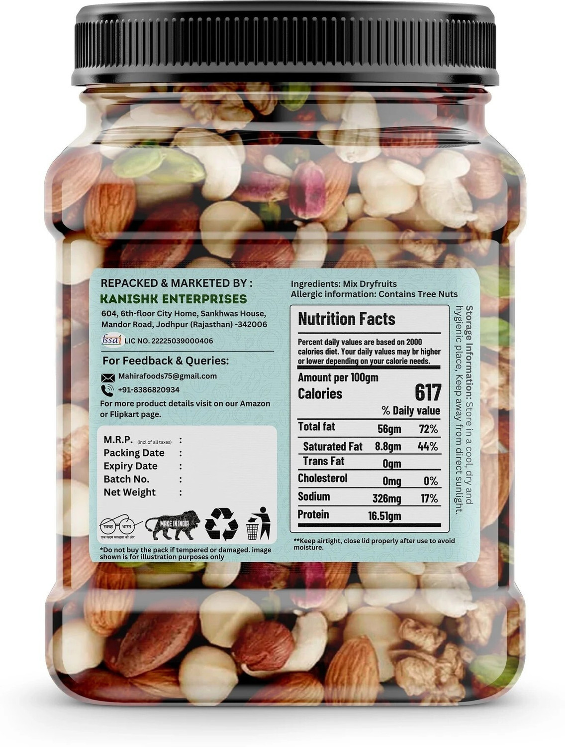 Image of Mahira Hub Premium Mixed Dry Fruits Almonds, Apricots, Cashews, Dates, Pistachios, Raisins, Walnuts (1 x 1 kg)