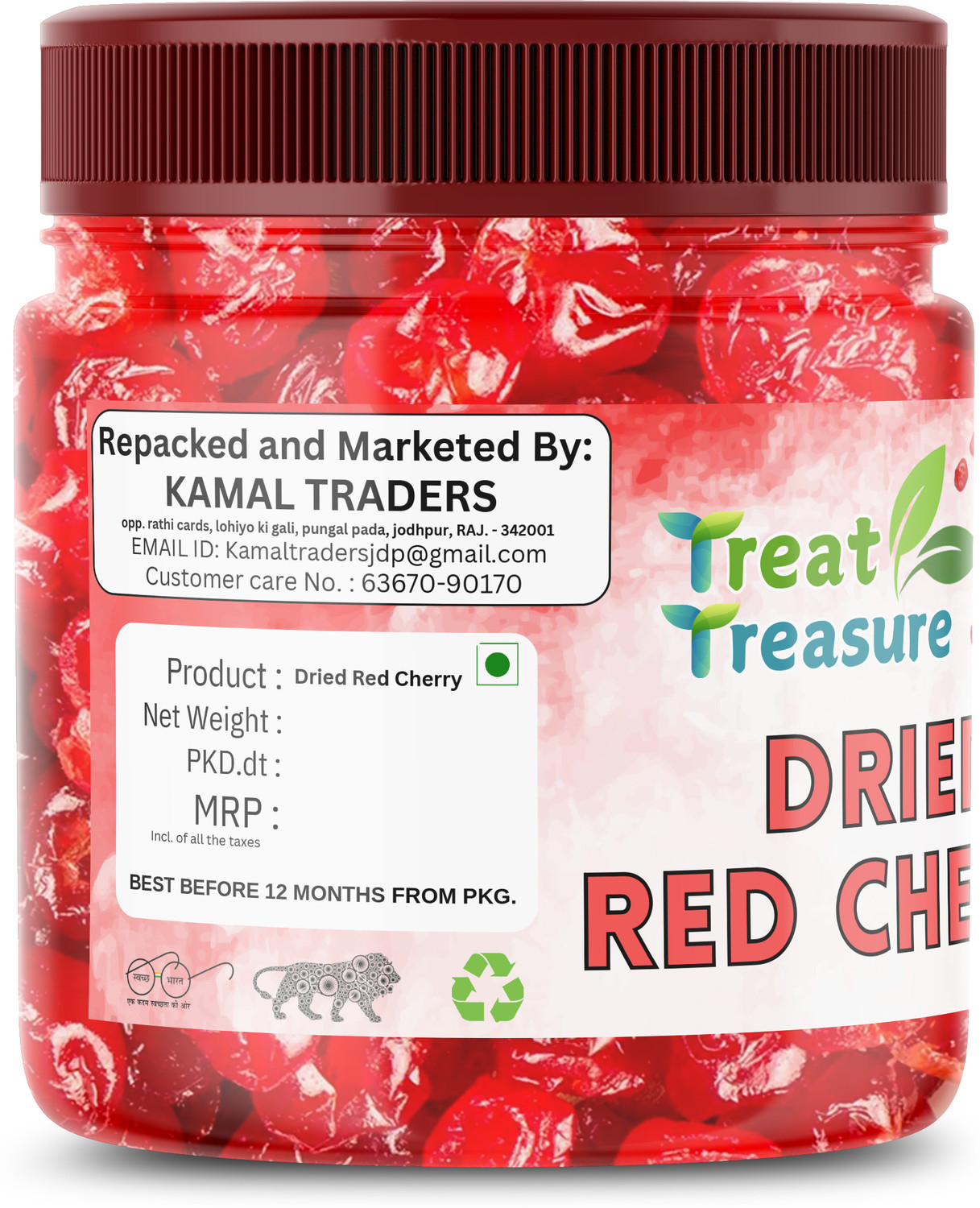Image of TREAT TREASURE Dried Cherries | Sweet & Tart | Nutrient-Rich | Healthy Snack Cherries