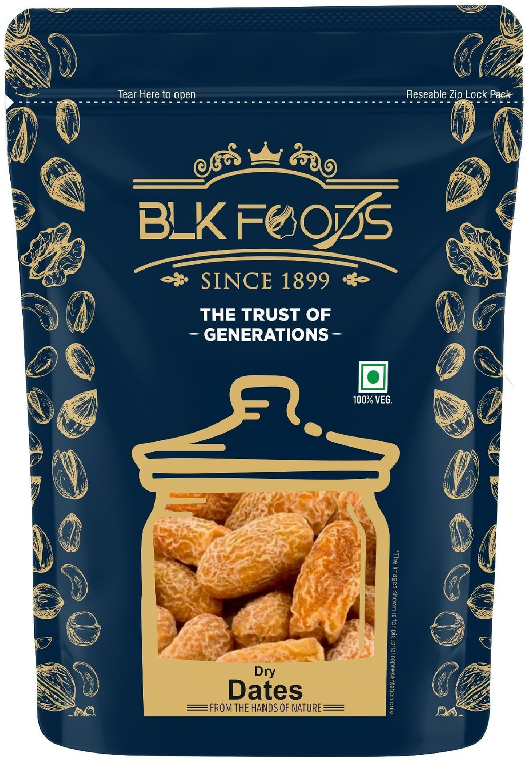 Image of BLK FOODS Select Dates Dry Yellow | Sukha Khajoor (Chuara) 1KG Dates