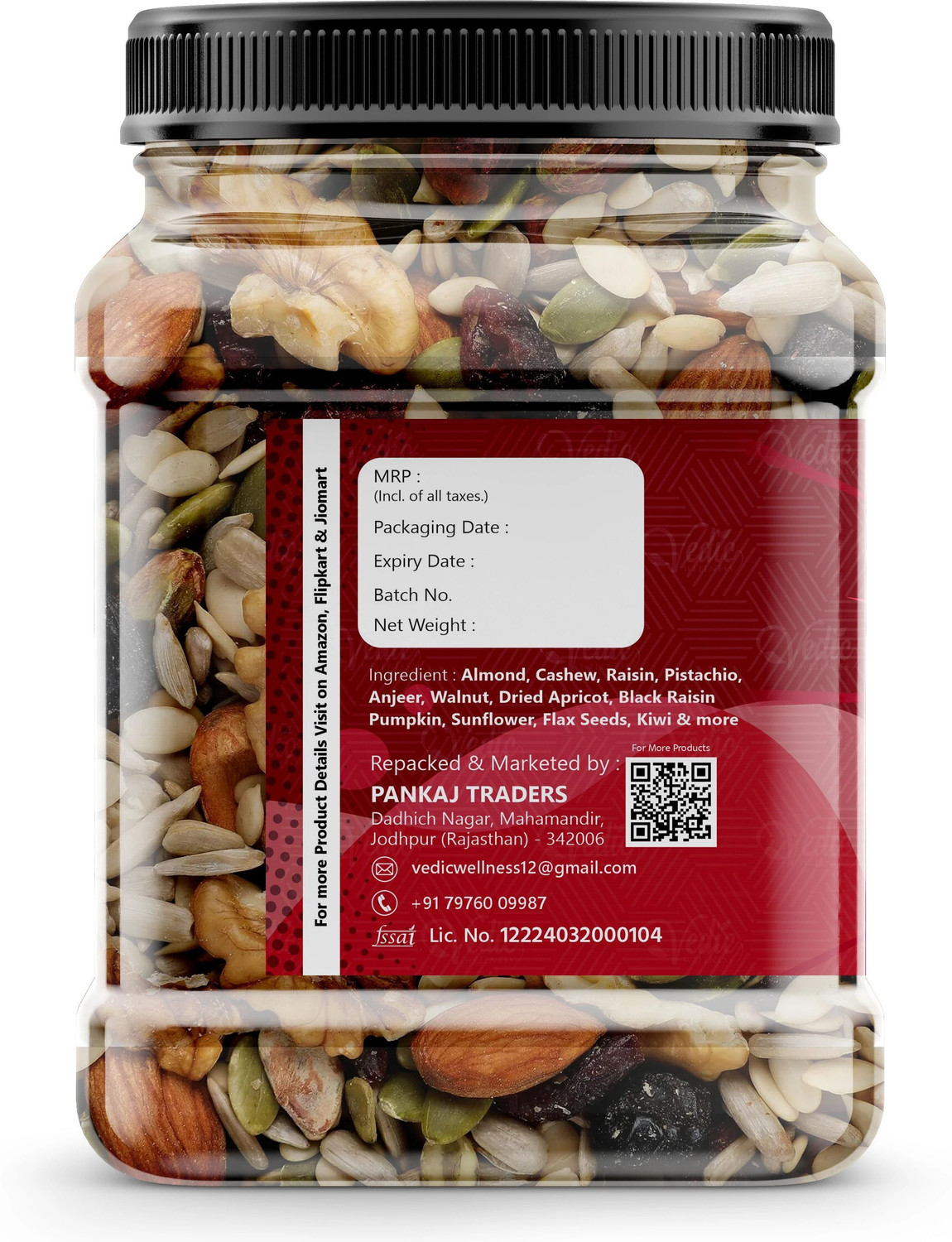 Image of vedic Wellness Natural and Premium Healthy Trail Mix Dry fruits & Seeds Assorted Seeds & Nuts