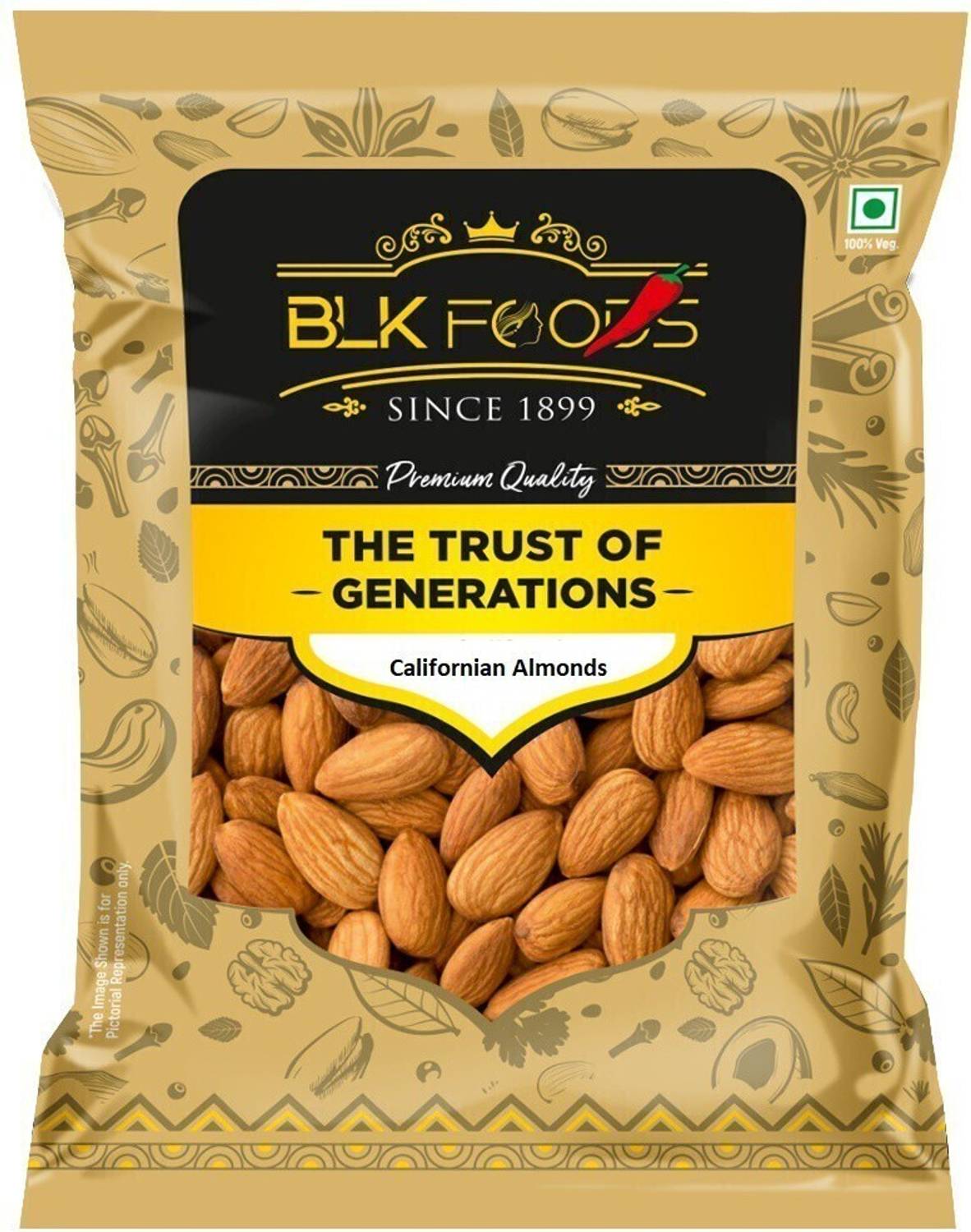 BLK FOODS Select Natural California Badam giri 500gm Almonds (1 x...mo