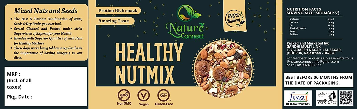 Image of NATURE CONNECT Dry Fruits Nutmix Mix Seeds and Dry Fruits for eating |Healthy Snacks Assorted Seeds & Nuts