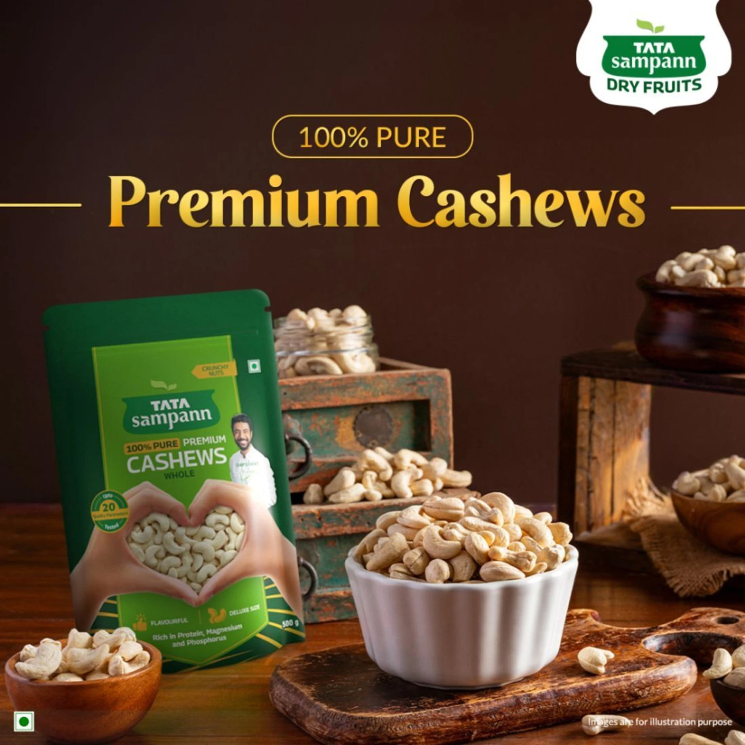 Image of Tata Sampann Premium Quality Kaju 500g | 100% Pure Cashews