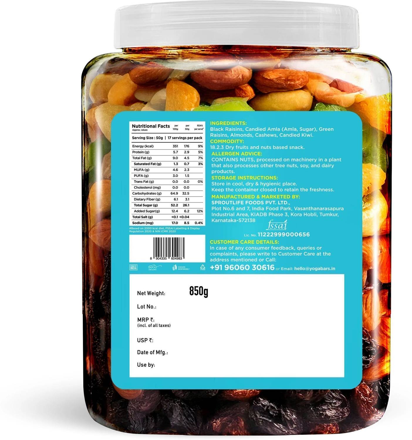 Yogabar Premium Dry Fruit Mix 850g - Image 2