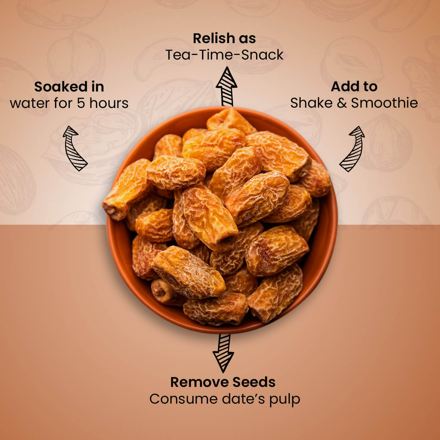 Image of Nutraj Dry Dates Chuara 500g, Dry Fruits Khajur Dry Dates