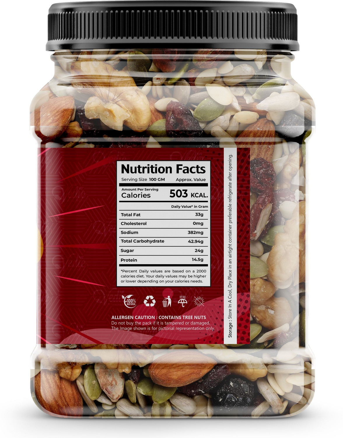 Image of vedic Wellness Natural and Premium Healthy Trail Mix Dry fruits & Seeds Assorted Seeds & Nuts