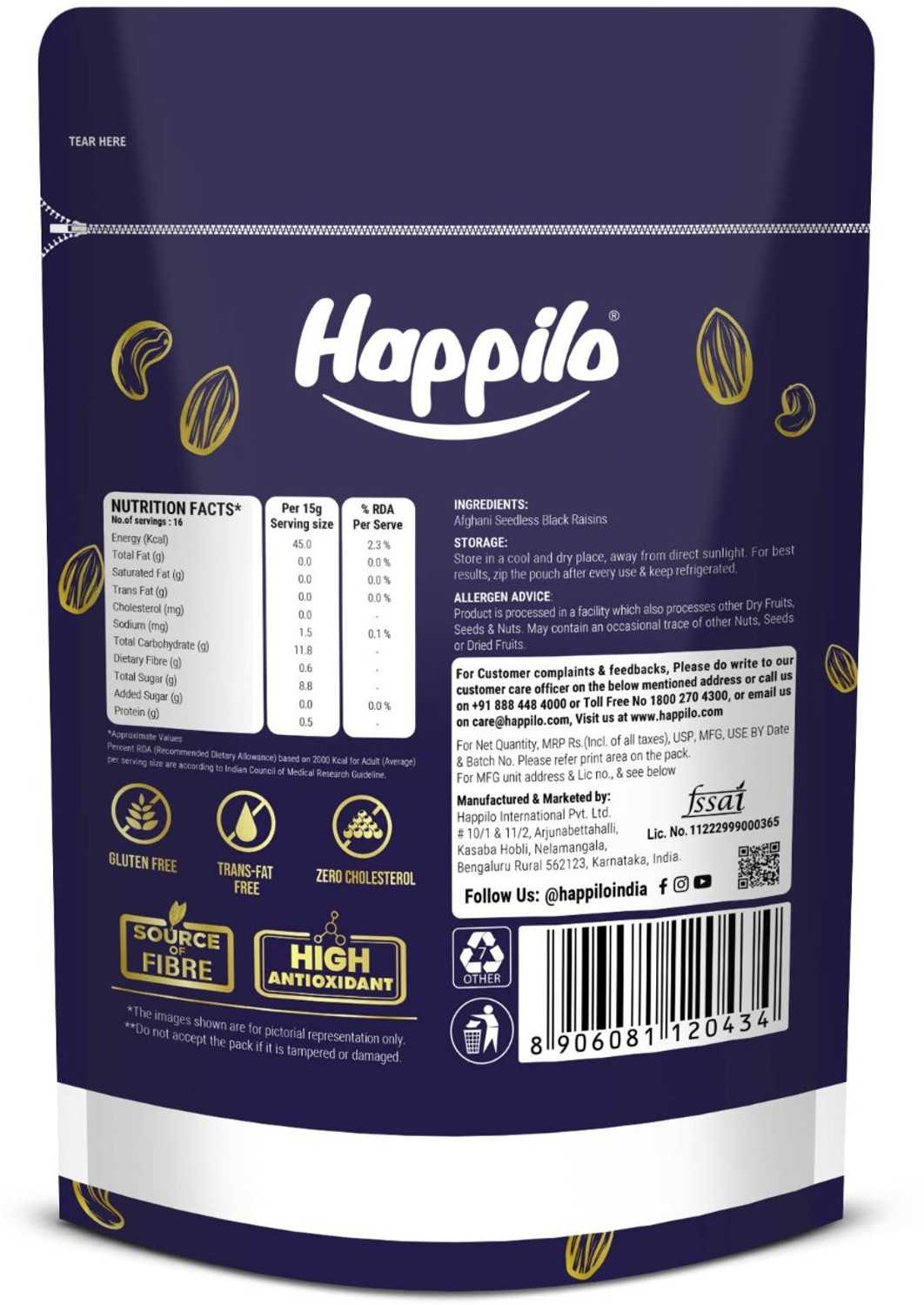 Image of Happilo Premium Afghani Seedless Black Raisins