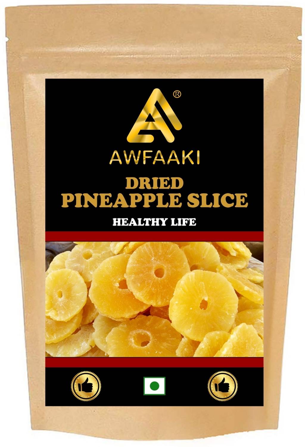 AWFAAKI DRIED PINEAPPLE SLICE / DEHYDRATED PINEAPPLE / PINEAPPLE SLICE CANDY 250 GM Pineapple